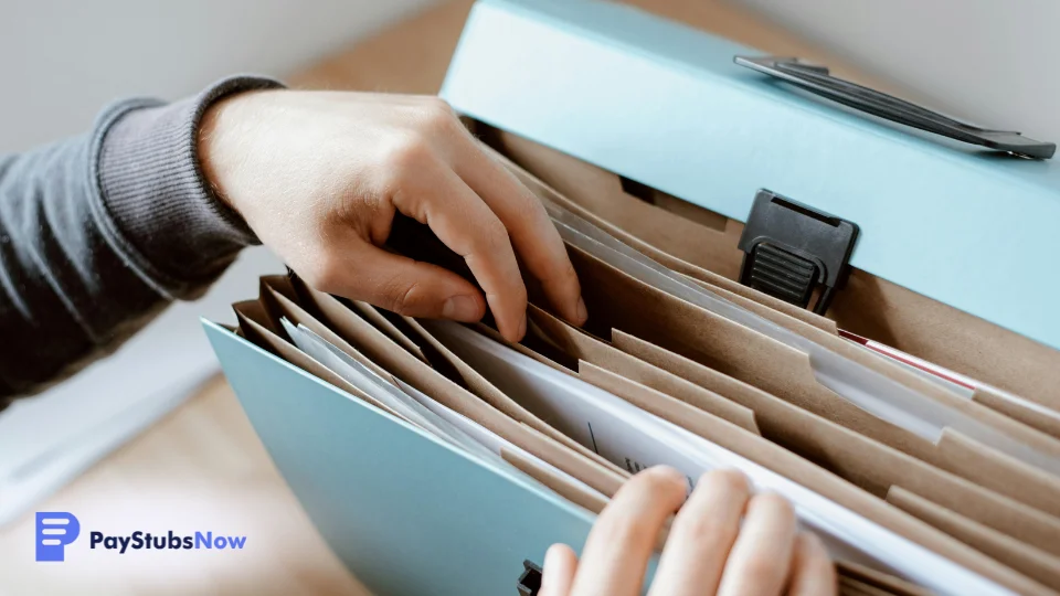 Proper documentation is stored in labeled files as someone reviews them
