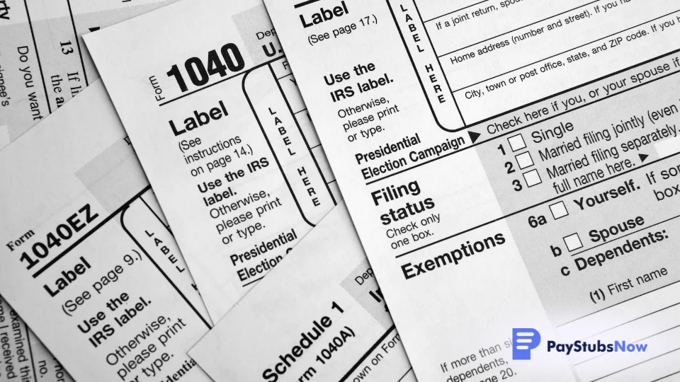A stack of tax forms neatly arranged on a desk, ready for review or filing