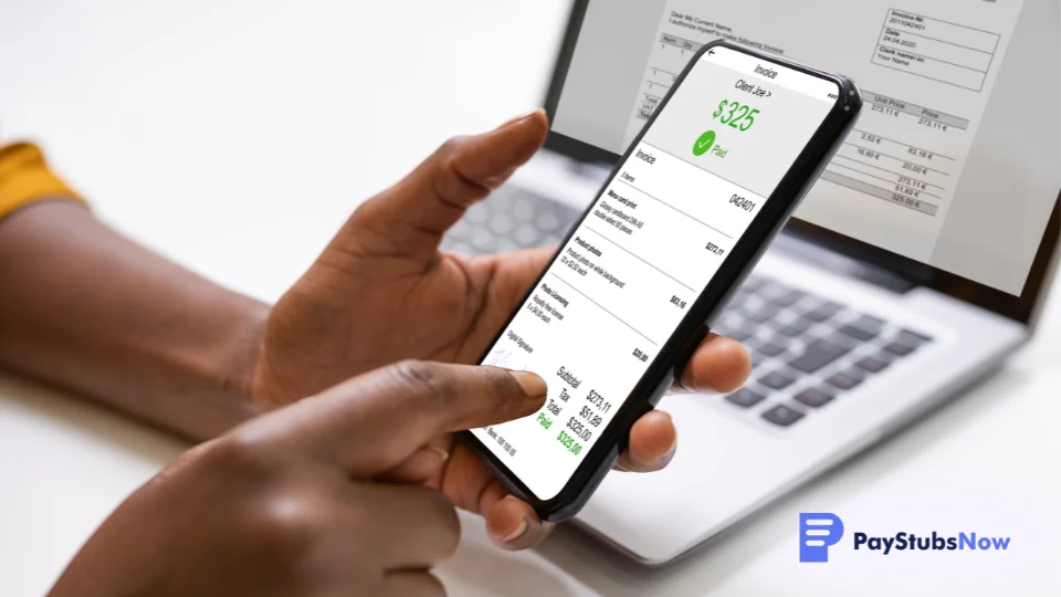 A person makes a payment on their phone for services rendered