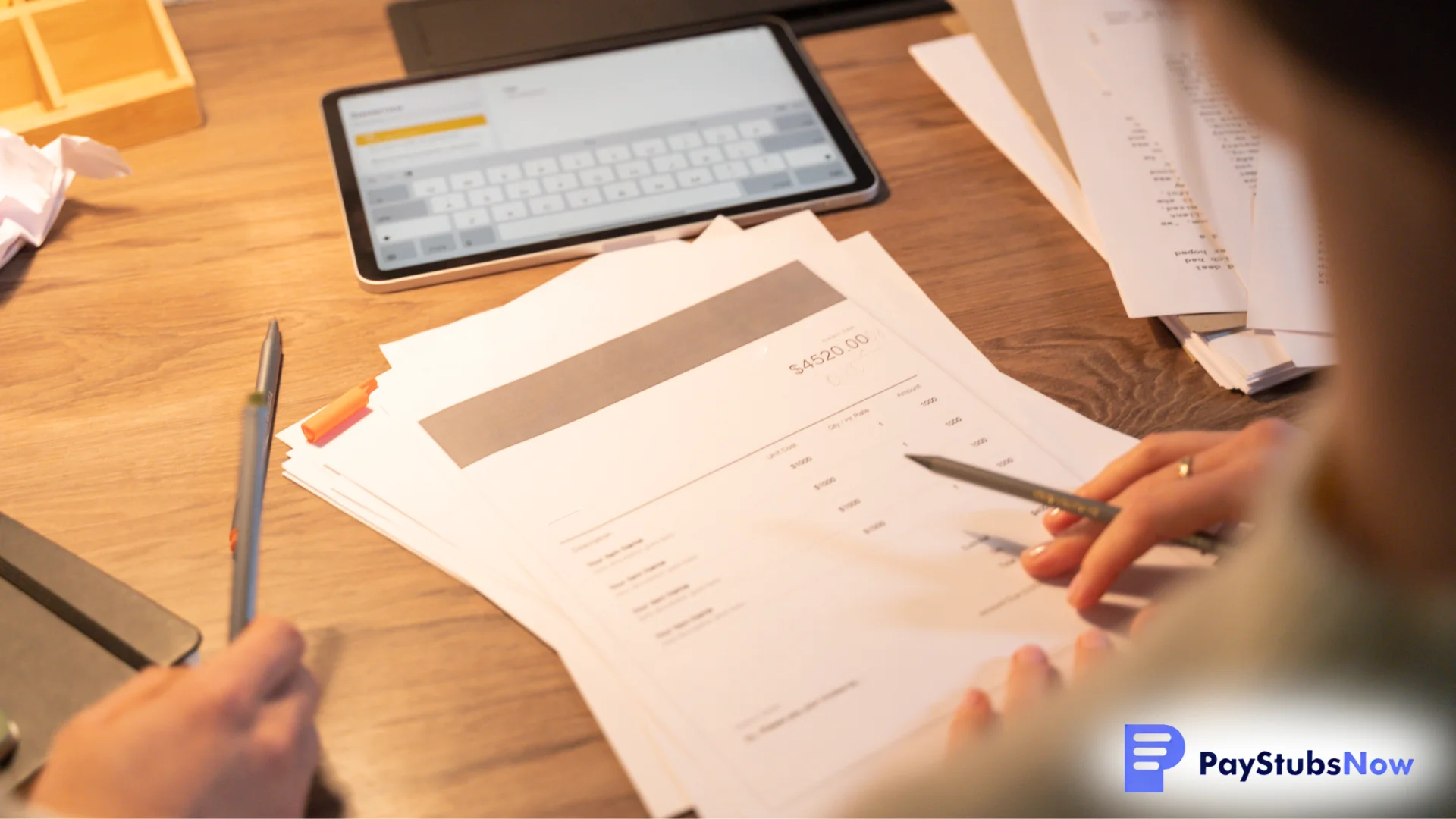 Close-up of someone holding a pen while writing on a piece of paper.