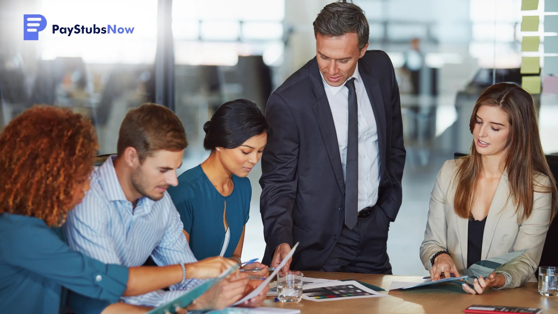 A group of professionals gathered around a table discussing the complex taxes and pay math for 1099 workers.
